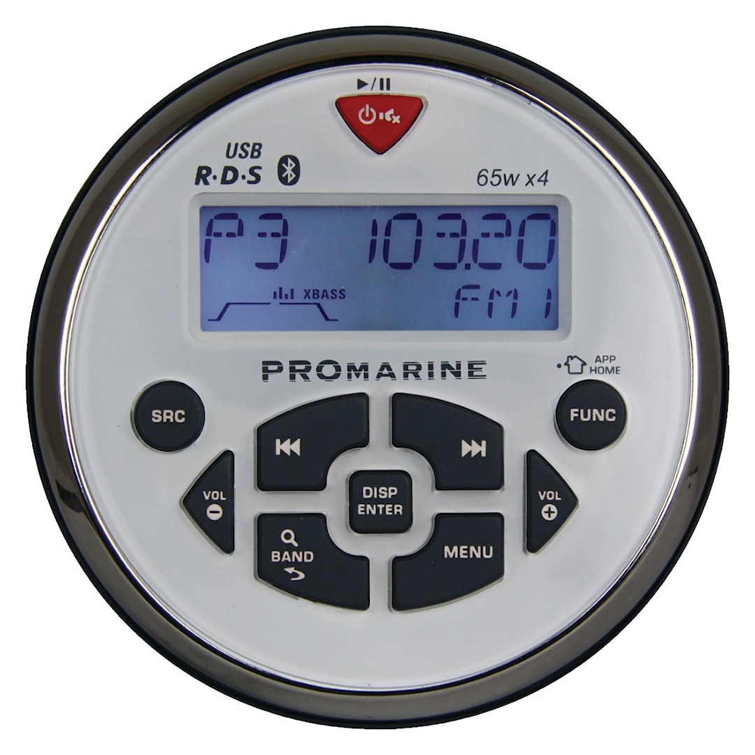 LTC Promarine 1111 vattentät rund 4x65 W vit RDS-båtradio