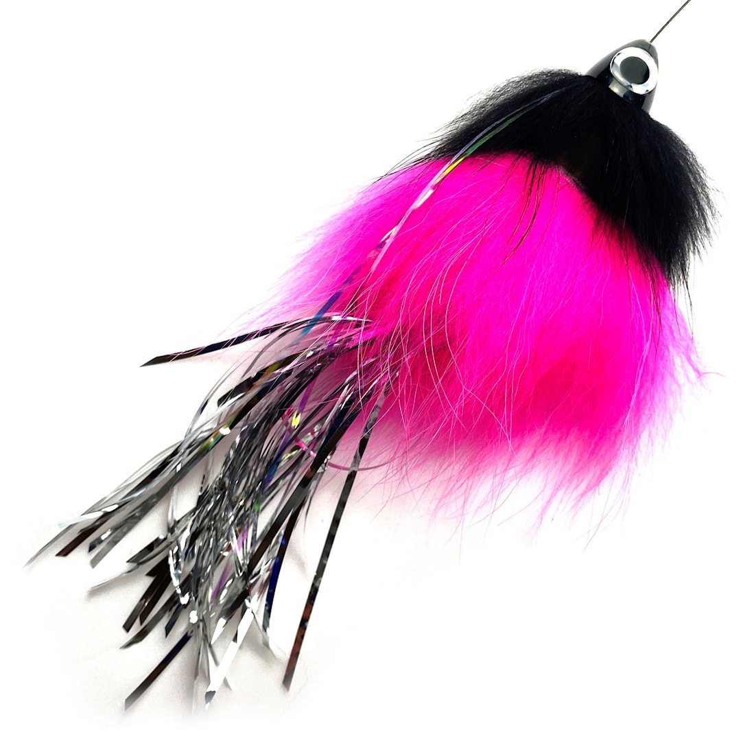 Spintube Pike 45 g kastfluga svart/rosa/silver tinsel