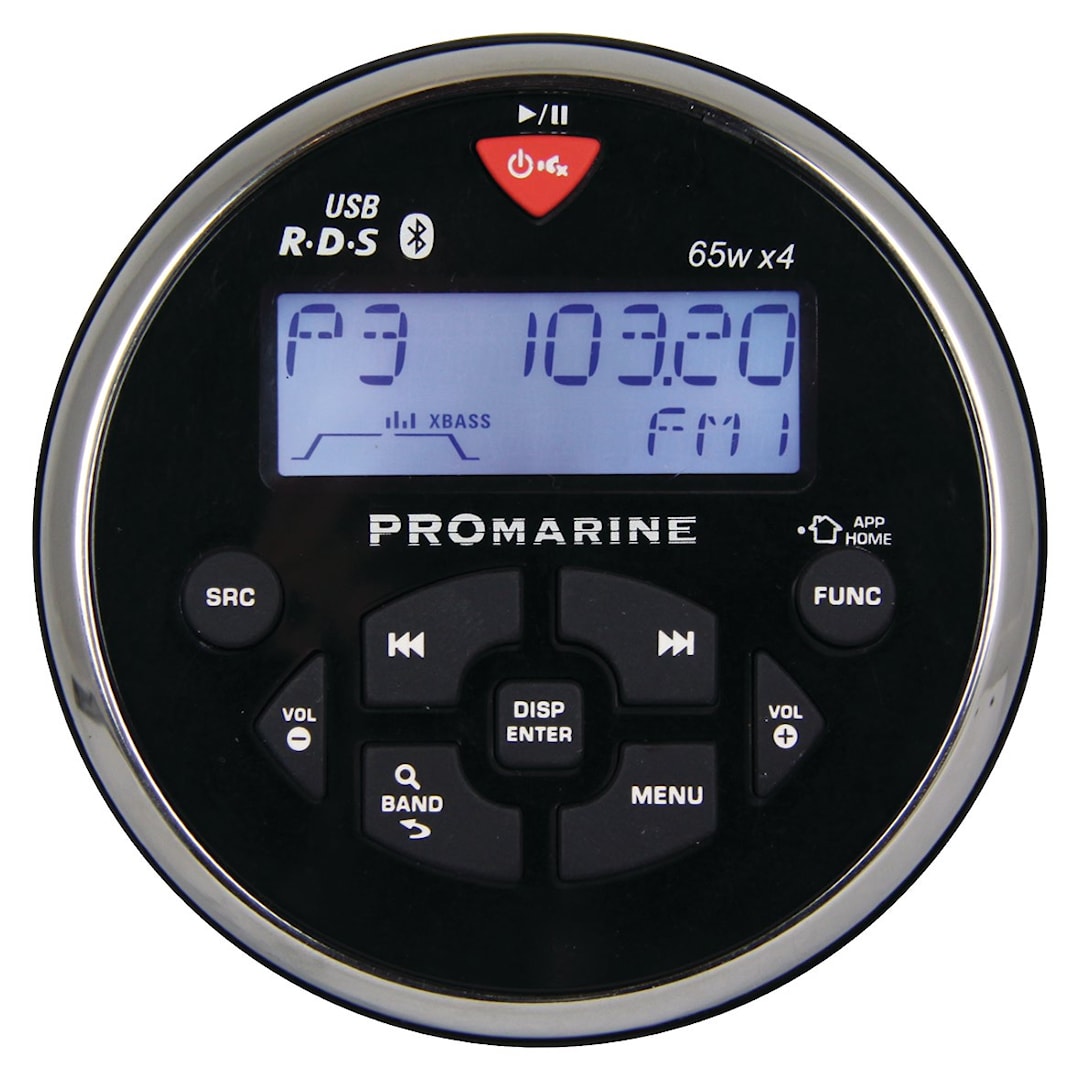 LTC Promarine 1111 vattentät rund 4x65 W svart RDS-båtradio