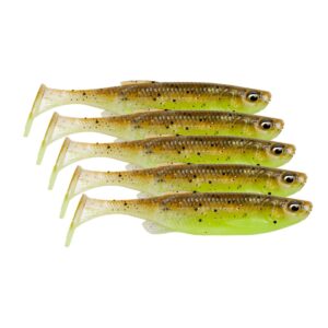Savage Gear Fat Minnow T-Tail 9 cm jigg 5 st/pkt Green Pearl Yellow
